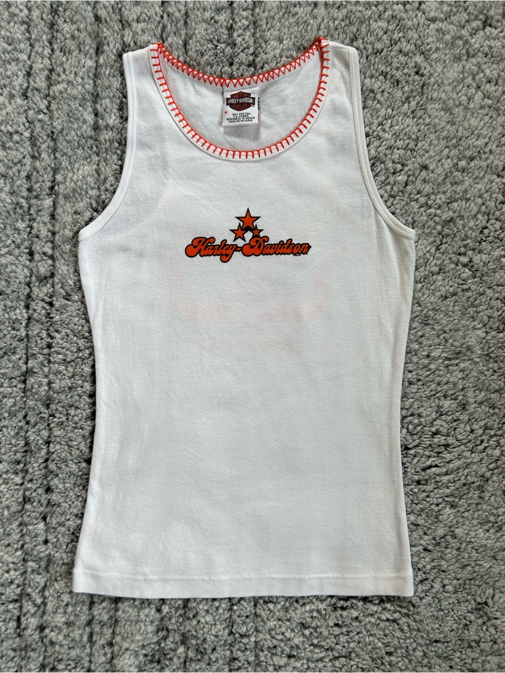 Retro Early 2000s Harley-Davidson Tank Top with Orange Embroidery Women’s M